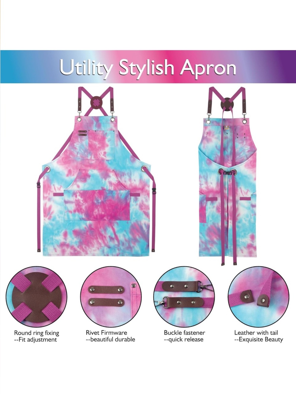 Stenffy work/professional apron   New in pkg. tie dye